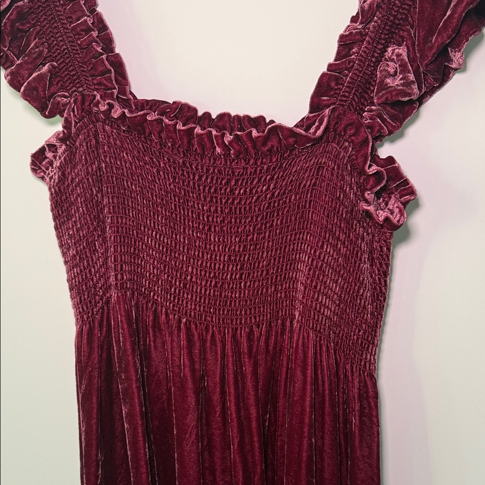 Hill House Burgundy Velvet Midi Dress - Picture 3 of 4